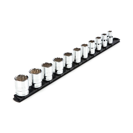 Tekton 1/2 Inch Drive 12-Point Socket Set with Rail, 11-Piece (3/8-1 in.) SHD92103