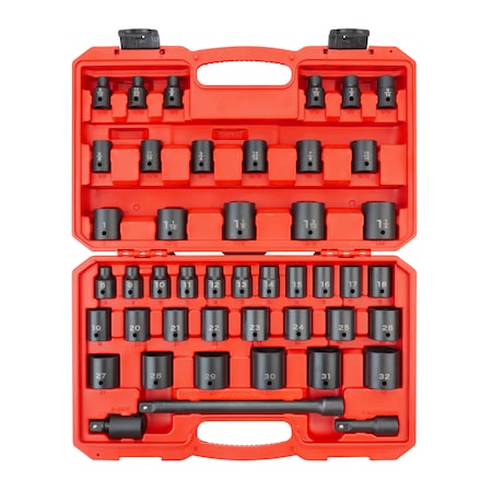 Tekton 1/2 Inch Drive 6-Point Impact Socket Set, 45-Piece (5/16 - 1-1/4 in., 8-32 mm) SID92403