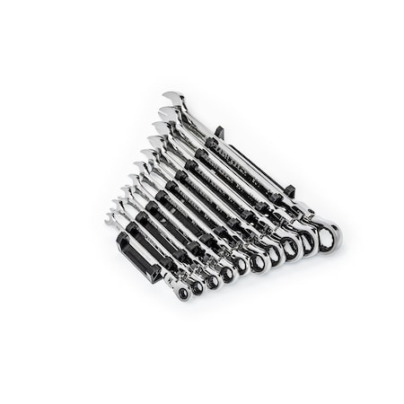 Gearwrench 10 Piece 90-Tooth 12 Point Flex Head Ratcheting Combination SAE Wrench Set 86758