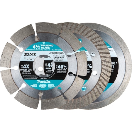 Makita Diamond Blade Variety Pk, 7/8 in Arbor Sz E-12647