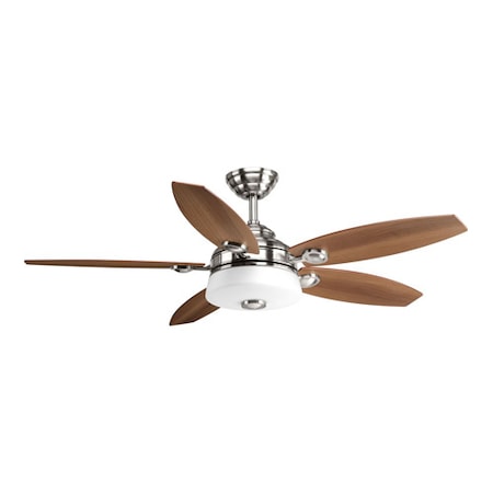 Progress Lighting Ceiling Fan, 5 Blades, 3 Speeds, 120V, Brushed Nickel, 13-3/4 in W P2544-0930K