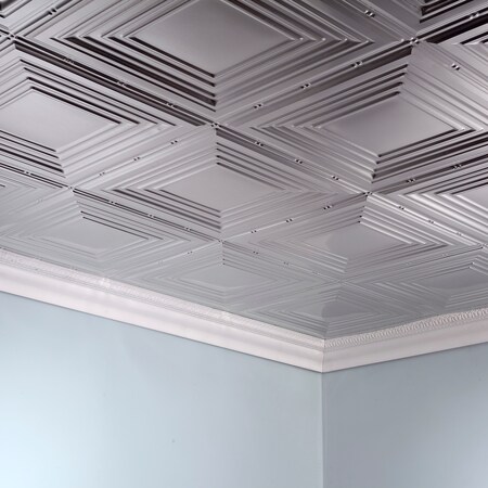 Fasade Fasade Traditional 3 2'x4' Glue Up Ceiling Tile Brushed Aluminum 5pk PG5208