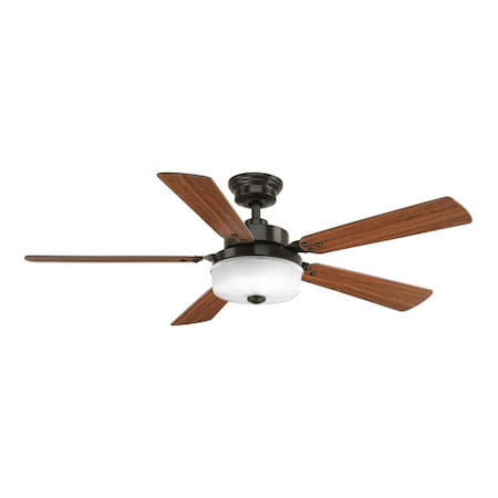 Progress Lighting Tempt, 54", Ceiling Fan, 5 Blades, 3 Speed, Manual Reverse Speeds, 120V, 52 in W P2578-2030K