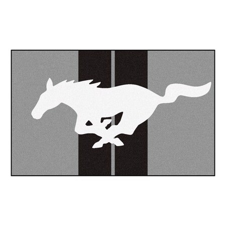 Fanmats Mustang Horse, 4 ft.x6 ft. Rug, Gray 16649