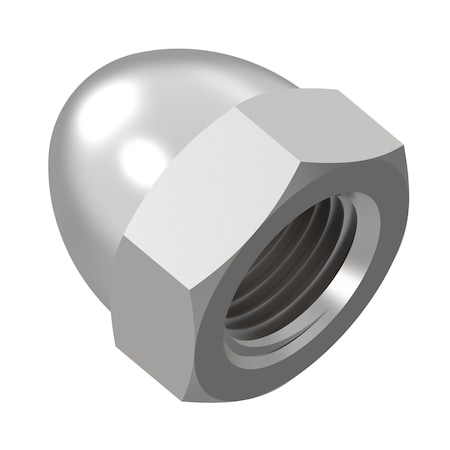 Zoro Select Low Crown Cap Nut, 1/2"-20, 18-8 Stainless Steel, Plain, 0.813 in H, 3 PK CPB249