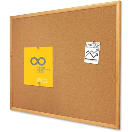 Quartet Cork Bulletin Board 3ft.x2ft., Oak Finish Frame 303