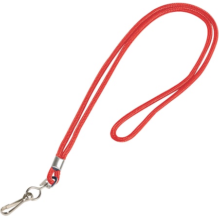 Partners Brand Lanyard, Standard, Hook, 38", Red, PK24, Red, Nylon, 24 PK LY101
