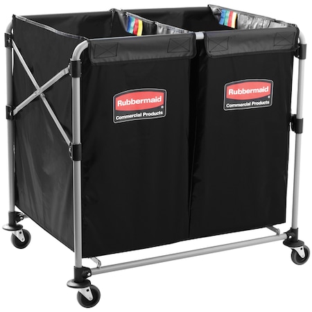 Rubbermaid Commercial Rubbermaid Collapsible Basket Truck, (2) 4 Bushel, 24.1" x 35.7" x 34.6", Black, 1/Case RUB177