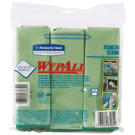 Wypall WypALL® Green Microfiber Cloths, 6 Wipes, Green, 4/Case KW162