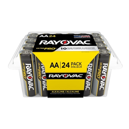 Rayovac UltraPro AA Alkaline Battery, 1.5V DC, PK24 ALAA24PP