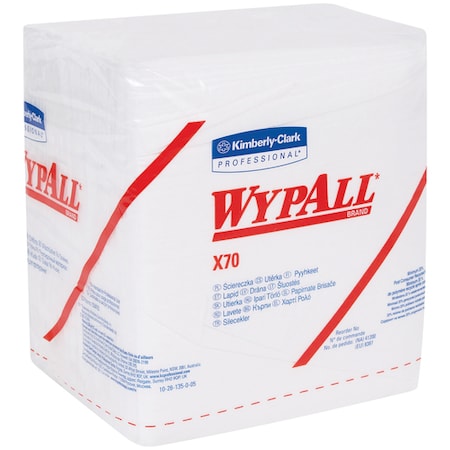 Wypall Kimberly Clark WypALL X70 1/4 Fold Industrial Pro Wipers Bulk Pack, 12.5" x 12", White, 76/Box, 12 Boxes/Case KW119