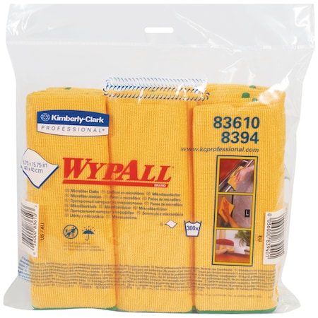 Wypall WypALL® Microfiber Cloths, 15 3/4" x 15 3/4", Yellow, 4 Packs/Case KW160