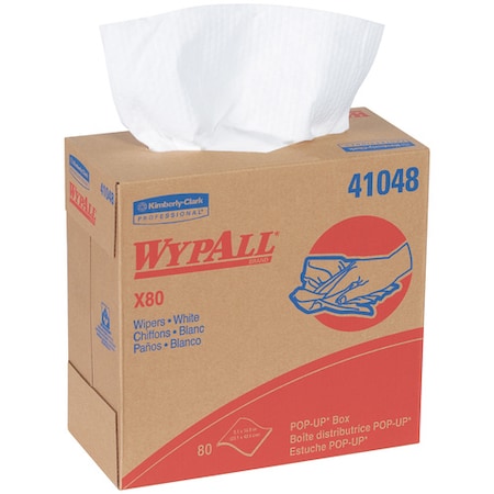 Wypall WypALL X80 Heavy-Duty Wipers Dispenser Box, 9.1" x 16.8", White, 80/Box, 5 Boxes/Case KW123