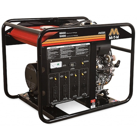 Mi-T-M Portable Generator, Diesel, 5,000 W Rated, 6,000 W Surge, Electric Start, 120/240V AC, 41.7/20.8 A GEN-6000-0MKD