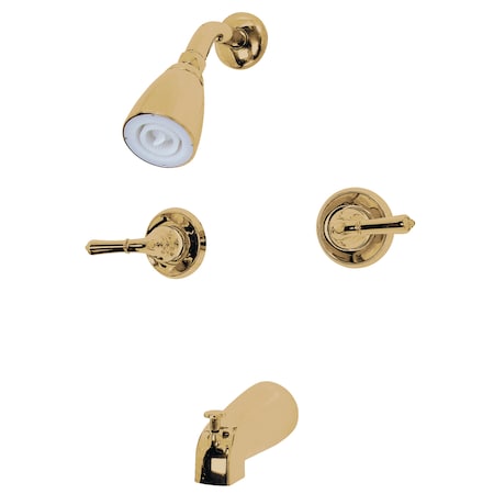 Kingston Brass Tub and Shower Faucet, Polished Brass, Wall Mount GKB242