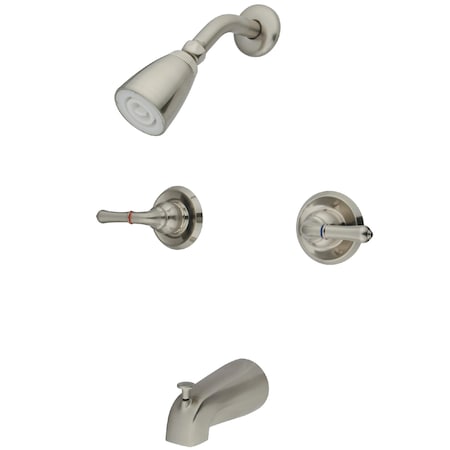 Kingston Brass Tub and Shower Faucet, Brushed Nickel, Wall Mount GKB248