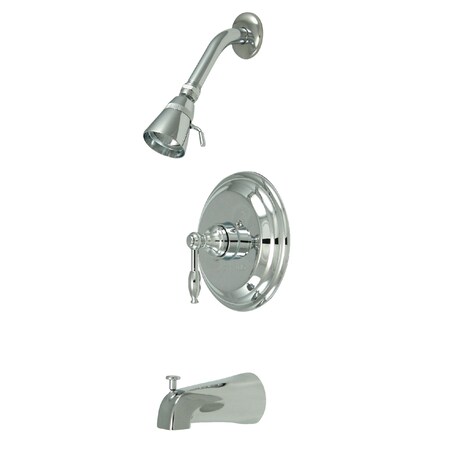 Kingston Brass Tub and Shower Faucet, Standard, 3, Wall Mount, Polished Chrome GKB2631KL