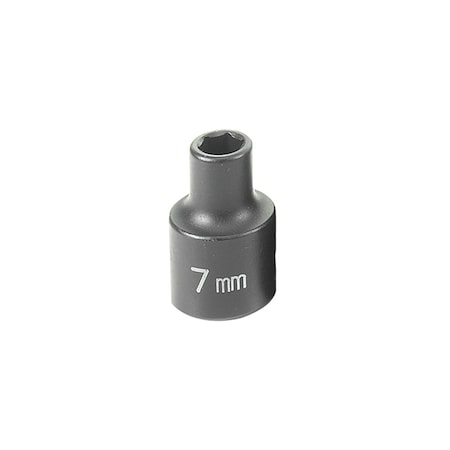 Grey Pneumatic 3/8" Drive, 7mm Size, Metric Socket, 6 Points, 7mm, 3/8"D, Impact, 6pt. 1007M