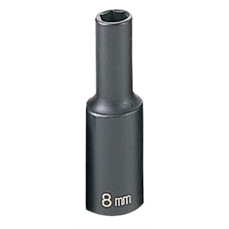 Grey Pneumatic 3/8" Drive, 8mm Size, Metric Socket, 6 Points, 8mm, 3/8"D, Impact, 6pt., D 1008MD