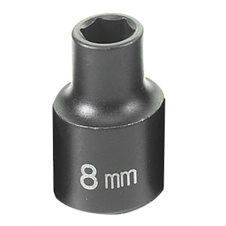 Grey Pneumatic 3/8" Drive, 8mm Size, Metric Socket, 6 Points, 8mm, 3/8"D, Impact, 6pt. 1008M