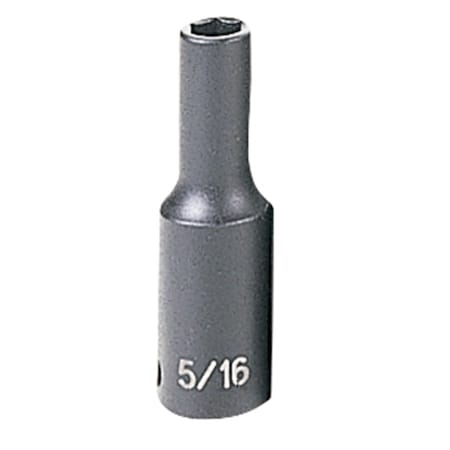 Grey Pneumatic 3/8" Drive, 5/16 Size, SAE Socket, 6 Points, 5/16", 3/8"D, 6pt. D 1010D