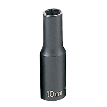 Grey Pneumatic 3/8" Drive, 10mm Size, Metric Socket, 6 Points, 10mm, 3/8"D, Impact, 6pt., D 1010MD