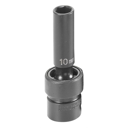Grey Pneumatic 3/8" Drive, 10mm Size, Metric, Socket, 6 Points, 10mm, 3/8"D, Impact, 6pt., D, Blk 1010UMD