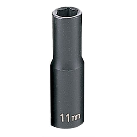 Grey Pneumatic 3/8" Drive, 11mm Size, Metric Socket, 6 Points, 11mm, 3/8"D, Impact, 6pt., D 1011MD