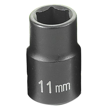 Grey Pneumatic 3/8" Drive, 11mm Size, Metric Socket, 6 Points, 11mm, 3/8"D, Impact, 6pt. 1011M