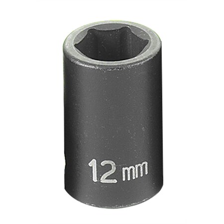 Grey Pneumatic 3/8" Drive, 12mm Size, Metric Socket, 6 Points, 12mm, 3/8"D, Impact, 6pt. 1012M