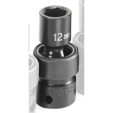 Grey Pneumatic 3/8" Drive, 12mm Size, Metric Socket, 6 Points, 12mm, 3/8"D, Impact, Univ 6pt. 1012UM
