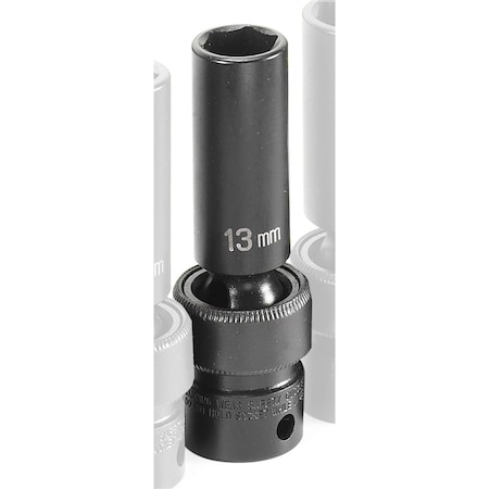 Grey Pneumatic 3/8" Drive, 13mm Size, Metric Socket, 6 Points, 13mm, 3/8"D, Impact, 6pt., D 1013UMD