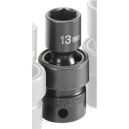 Grey Pneumatic 3/8" Drive, 13mm Size, Metric Socket, 6 Points, 13mm, 3/8"D, Impact, Univ 6pt. 1013UM