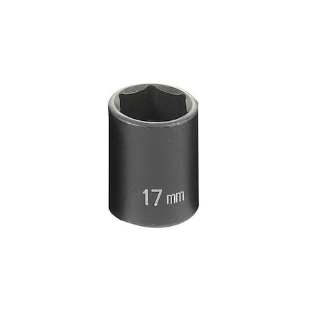 Grey Pneumatic 3/8" Drive, 17mm Size, Metric Socket, 6 Points, 17mm, 3/8"D, Impact, 6pt. 1017M