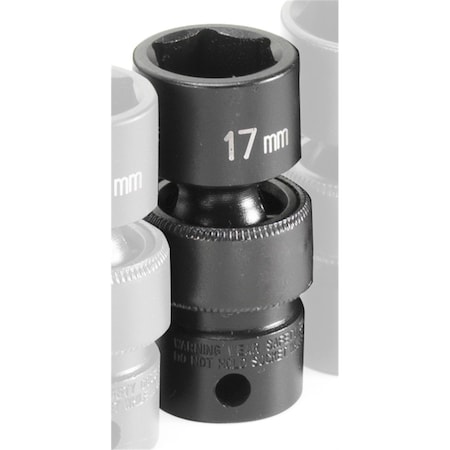 Grey Pneumatic 3/8" Drive, 17mm Size, Metric Socket, 6 Points, 17mm, 3/8"D, Impact, Univ 6pt. 1017UM