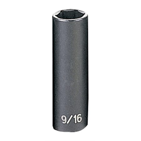 Grey Pneumatic 3/8" Drive, 9/16 Size, SAE Socket, 6 Points, 9/16", 3/8"D, 6pt., D 1018D