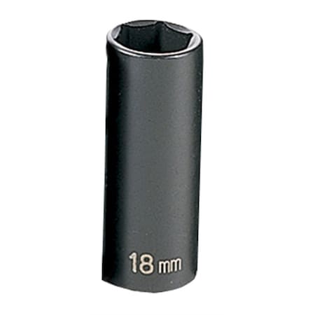 Grey Pneumatic 3/8" Drive, 18mm Size, Metric Socket, 6 Points, 18mm, 3/8"D, Impact, 6pt., D 1018MD