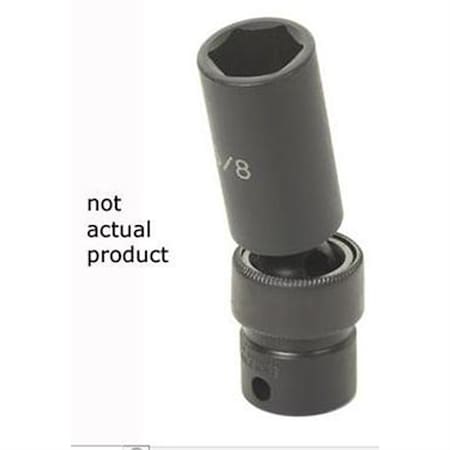 Grey Pneumatic 3/8" Drive, 9/16" Size, SAE Socket, 6 Points, 9/16", 3/8"D, 6pt., D, Black 1018UD