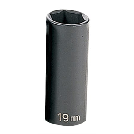 Grey Pneumatic 3/8" Drive, 19mm Size, Metric Socket, 6 Points, 19mm, 3/8"D, Impact, 6pt., D 1019MD