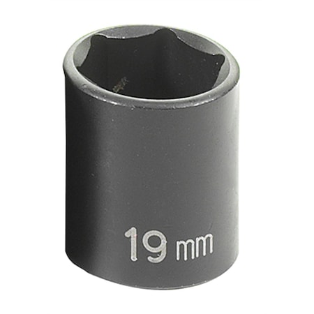 Grey Pneumatic 3/8" Drive, 19mm Size, Metric Socket, 6 Points, 19mm, 3/8"D, Impact, 6pt. 1019M