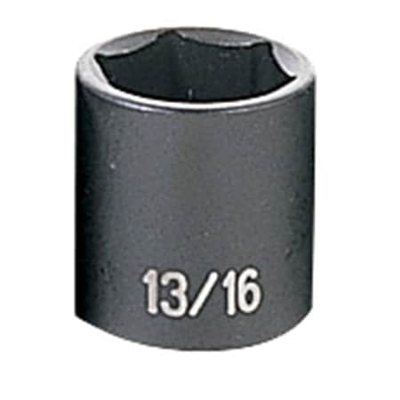 Grey Pneumatic 3/8" Drive, 13/16" Size, SAE Socket, 6 Points, 13/16", 3/8"D, 6pt. 1026R
