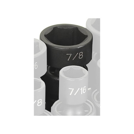 Grey Pneumatic 3/8" Drive, 7/8 Size, SAE Socket, 6 Points, 7/8", 3/8"D, Univ 6pt. 1028U