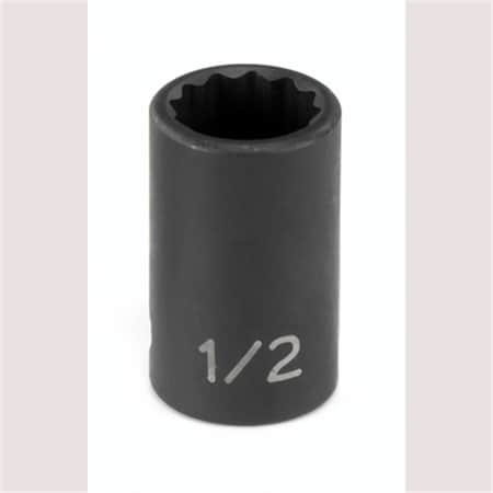 Grey Pneumatic 3/8" Drive, 1/2" Size, SAE Socket, 12 Points, 1/2", 3/8"D, 12pt., Black 1116R