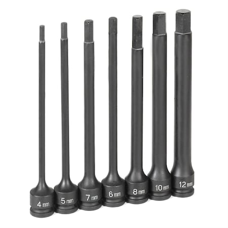 Grey Pneumatic 3/8" DR 7 PC 6" LENGTH METRIC HEX DRIVER SET 1267MH