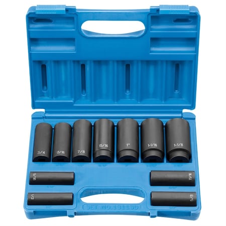Grey Pneumatic 1/2" Drive D Socket Set, 11 pcs 1311SD