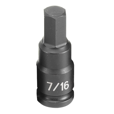 Grey Pneumatic 3/8" Drive, 7/16 Size, SAE Socket, 6 Points, 7/16", 3/8"D, Hex M 1914F