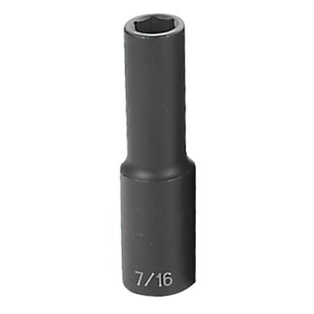 Grey Pneumatic 1/2" Drive, 7/16 Size, SAE Socket, 6 Points, 7/16", 1/2"D, 6pt. D 2014D
