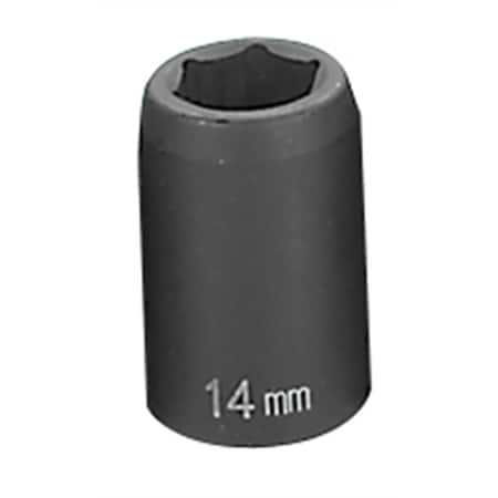 Grey Pneumatic 1/2" Drive, 14mm Size, Metric Socket, 6 Points, 14mm, 1/2"D, Impact, 6pt. 2014M