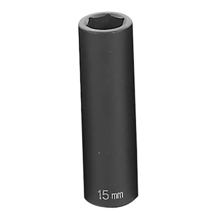 Grey Pneumatic 1/2" Drive, 15mm Size, Metric Socket, 6 Points, 15mm, 1/2"D, Impact, 6pt., D 2015MD