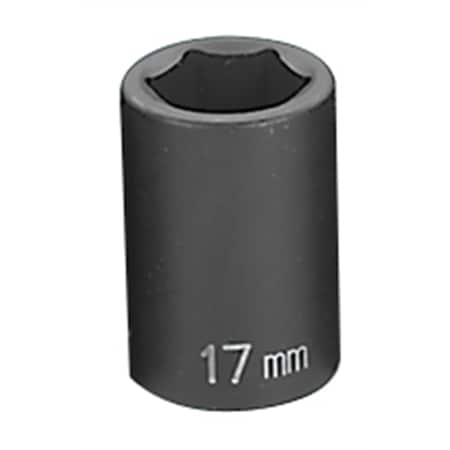 Grey Pneumatic 1/2" Drive, 17mm Size, Metric Socket, 6 Points, 17mm, 1/2"D, Impact, 6pt. 2017M